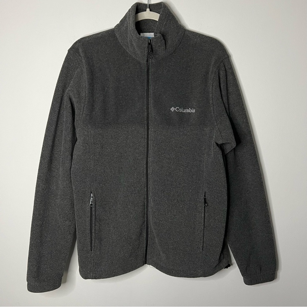 Men’s Columbia gray fleece zip up jacket size small S